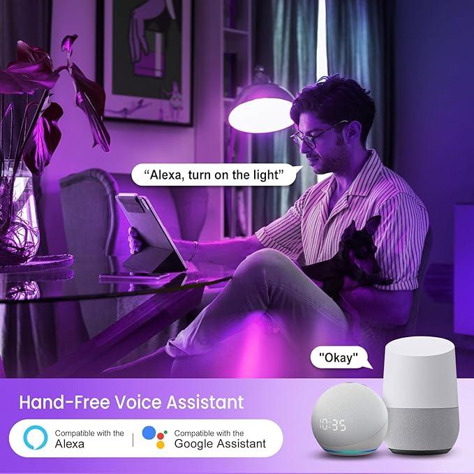 WiFi G9 Smart Bulb, LED Light Bulb, 3.5W=40W, Compatible with Alexa Google Home, Dimmable, RGBCW, Tunable White(2700k-6500k), 2.4GHZ WiFi Only, Smart LED Bulb Remote Control, No Flickering, 3P
