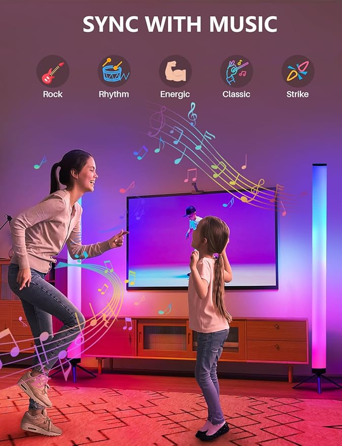 2 Pack RGB Floor Lamp, LED Corner Lamp Works with Alexa and Google, 360° Color Changing Lamp with Bluetooth APP, Remote Control, Music Sync, 16 Million DIY Colors & Timing for Living Room Gaming Room