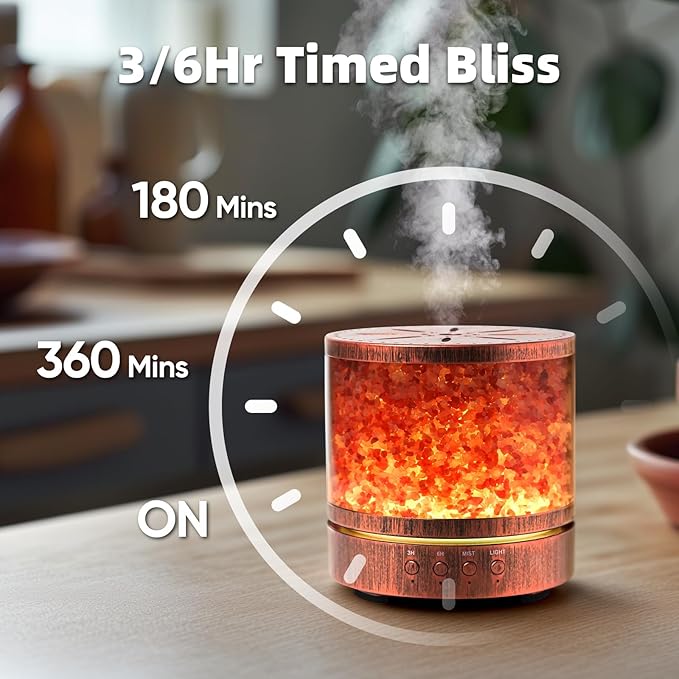 Essential Oil Diffuser Himalayan Salt Lamp - Aromatherapy Diffuser Cool Mist Humidifier 400ml Ultrasonic Aroma Diffusers Humidifier Gifts Ideas for Mom, Red Bronze