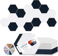 Mollywell Hexagon Acoustic Panels 14x12 - Reduce Echo & Reverb, Noise Blocking Wall Tiles for Home Office & Studio, Deep Blue & White Sound Absorbing Panels