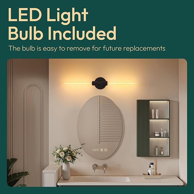 ALAMPEVER Modern Linear Wall Sconce with LED Bulb Included, Dimmable Minimalist Wall Light for Bathroom, Bedroom, Living Room & Hallway, 1 Pack