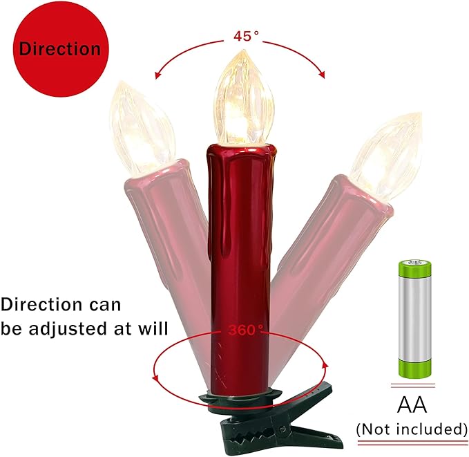 Candlesticks LED Taper Candle,Red Remote LED Candle Sticks Battery Operated Chandelier Flameless Candles with Clip,Flickering Warm White Lights for Wedding Party Women Gifts,RED-LED