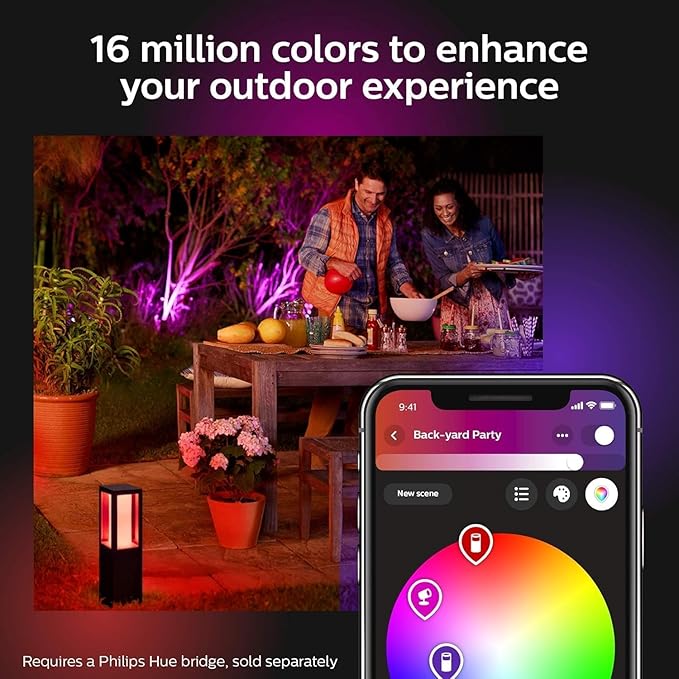 Philips Hue Econic Up Outdoor Smart Wall Light, Black - E26 White and Color Ambiance LED Color-Changing Bulb - 1 Pack - Requires Hue Bridge - Control with Hue App and Voice - Weatherproof