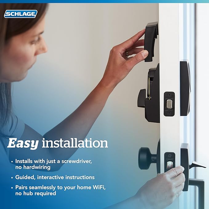 Schlage Encode Smart Wi-Fi Deadbolt Lock with Touchscreen Keypad, Keyless Front Door Entry, App Control, Alexa, Google Home and Airbnb Compatible, Aged Bronze, BE489WB GRW 716