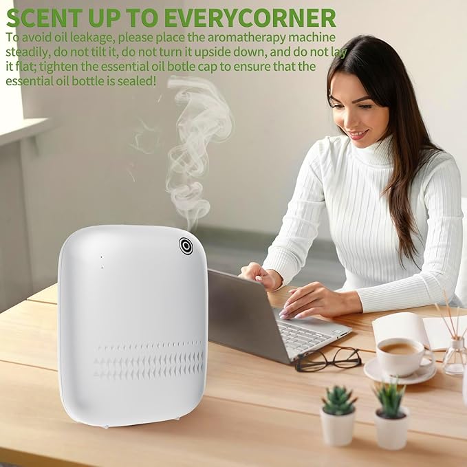 Waterless Essential Oil Diffuser for Home Large Room & Commercial Use, Covers Up to 2000 sq ft, 400mL Capacity, DC-12V/1A Plug-in Wall, App Controlled Cold Air Diffuser for Home, Office