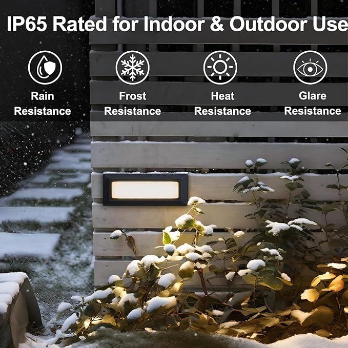 ZONK Upgraded Dimmable 3 Color LED Outdoor Indoor Step Lights, 3000K/4000K/5000K 3W 180lm, Waterproof IP65 Deck Stair Light, Retaining Wall Lights, 3 Pack