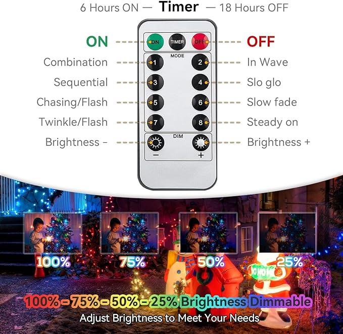 ITICdecor Christmas String Lights 33ft 100 LED Battery Fairy Lights for Indoor Outdoor Waterproof with Remote Control & Timer & 8 Modes Battery Operated String Lights for Xmas Tree Party Garden