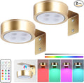 2-Pack Picture Light Battery Operated Painting Lights, 13 Color RGB Magnetic LED Display Art Light with Remote, Dimmable and Timer Portrait Light for Art Frame Artworking, Wall Decor Puck Light, Gold