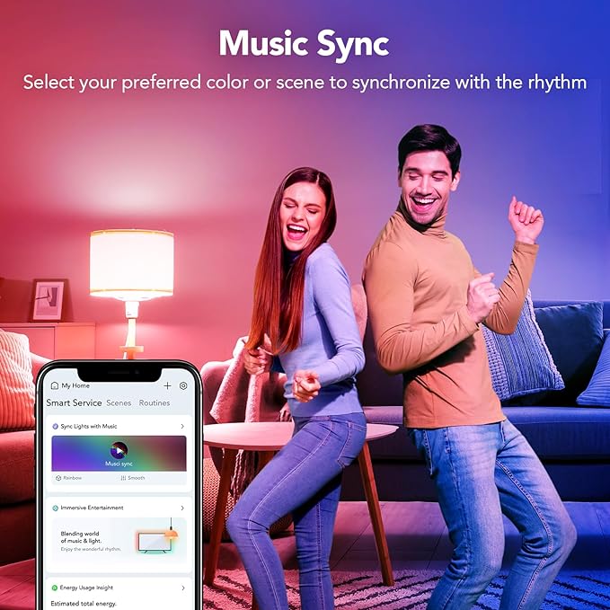 OREiN Matter Smart Light Bulb, Smart Light Bulbs Work with Apple Home, Alexa, Google Home, SmartThings, A19 Color Changing Light Bulbs 2.4Ghz WiFi, 800 Lumens Equivalent 60W 2Pack