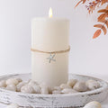 LumiPur Signature Coastal Collection Natural Glow Flickering Flameless LED Wax Pillar Candle (3.5" x 7", Summer White)