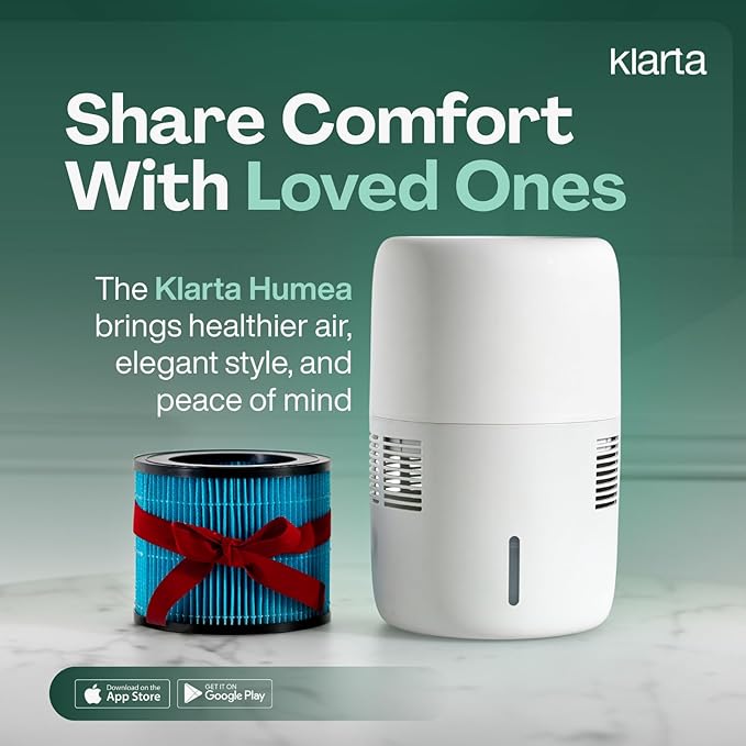 Smart Evaporative Humidifier with App Control & 3L Tank – Mist-Free, No White Dust – Quiet Operation for Better Sleep – Klarta Humea Beige