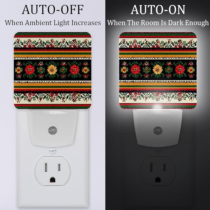 2 pcs Traditional Horizontal (1) Plug in Night Light Dimmable LED Night Lights with Dusk to Dawn Sensor for Nursery Kids Room Hallway Kitchen Bedroom Bathroom