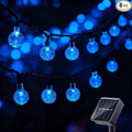 20 LED Decorations Crystal Globe Solar String Extra-Bright Outdoor Lights with 8 Lighting Modes Waterproof Solar Powered Patio Hanging Light for Garden Yard Porch Wedding Party Decor(Blue)