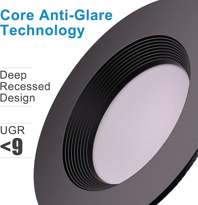 Lightdot 6 Inch Recessed Lighting 12 Pack Black, 12W Dimmable LED Downlight 3CCT Selectable (3000K/4000K/5000K), Anti-Glare Slim Canless Ceiling Light