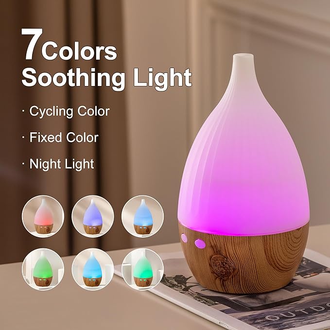 Essential Oil Diffuser with Humidifying, Aromatherapy Diffuser for Essential Oils Large Rooms, 7 LED Colors 3 Mist Modes Quiet Operation Auto-Off & Waterless Protection for Home & Office