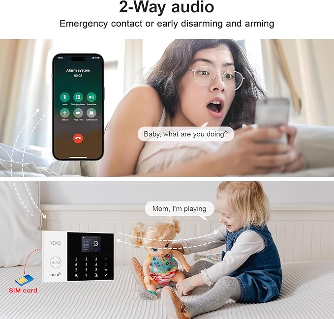 Home Alarm System Wireless,16Pcs WiFi+4G with Phone App & Remote Control Alarm System,Door/Window Sensors,Motion Detectors,for Smart Life or Tuya APP,Compatible with Alexa NO Monthly Fees