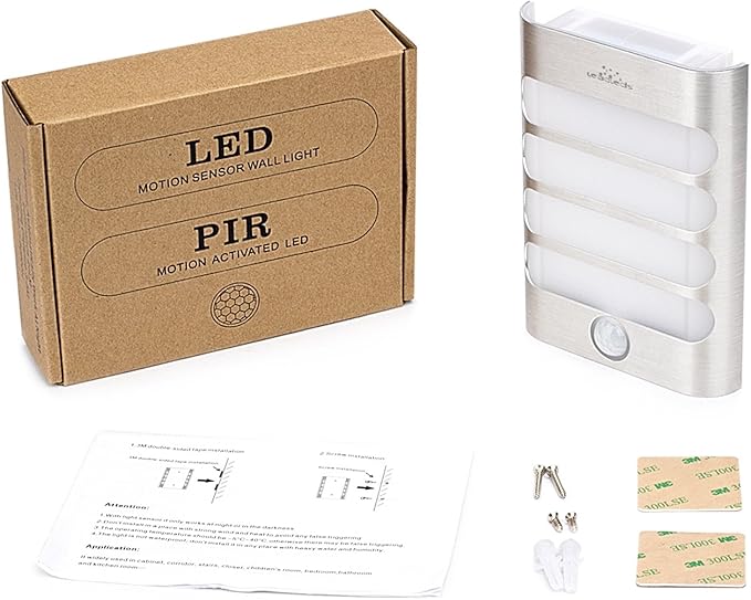 Leadleds Motion Sensor Wall Light Battery Operated, 2-Pack LED Wall Sconces Luxury Aluminum Stick Anywhere Auto On/Off Night Lights for Hallway, Closet, Pathway, Staircase, Garden