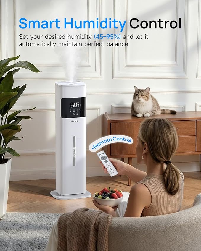 Warm & Cool Mist Humidifiers for Bedroom 500 sq ft, 2.1Gal/8L Top-Fill Humidifier Large Room with Essential Oil Diffuser, Large Room Humidifiers for Home Baby Nursery Office Plants, White