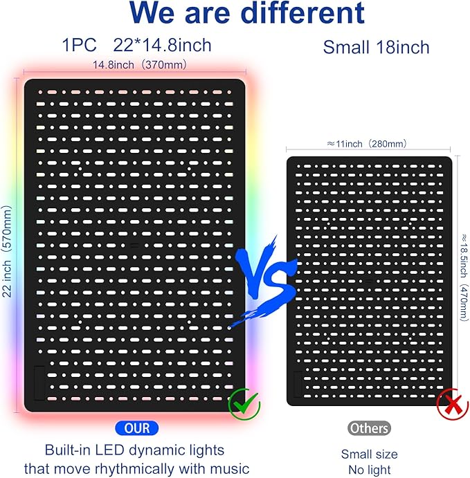 Gaming Pegboard Organizer for RGB Light,Peg Board Wall for Gaming Room Decor, 22 x 14.8 inches,Ideal LED Light Peg Board, Office Wall Organization (Black 2PCS)