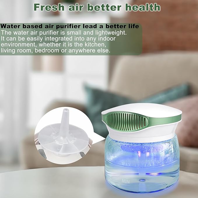 Water Air Purifiers for Home, Variable Speed Air Washer Aroma Diffuser, Quiet Rainbow Air Purifier with Water, Essential Oils Aroma Diffuser with LED Night Light, Freshener for Home, Smoke, Pet Odors