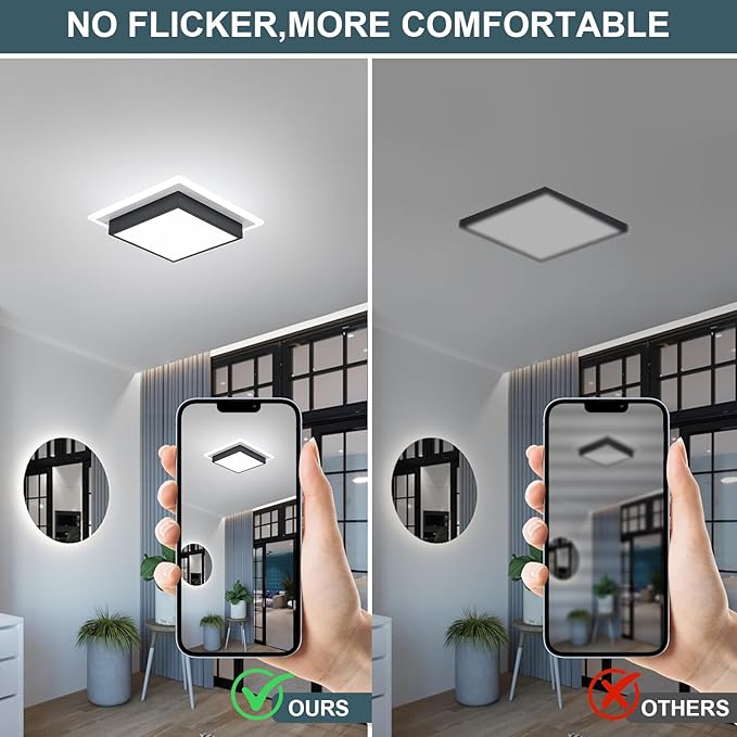 Modern LED Ceiling Light, 13 Inches Square Ceiling Light, 5CCT Flush Mount Ceiling Light, Hallway Ceiling Lighting Fixtures for Living Room Bedroom Bathroom Kitchen