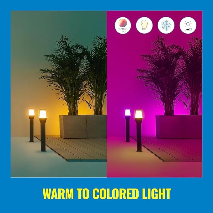 Wiz Wi-Fi LED Smart Color Changing Elpas Bollard Path Light Extension - Pack of 1 - Outdoor - Weatherproof - Control with Wiz Connected App - Works with Google Home, Alexa and Siri Shortcuts