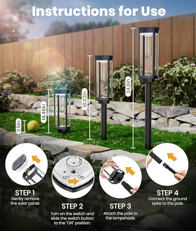 Solar Pathway Lights Outdoor, Bright Solar Lights Outdoor, IP65 Waterproof Landscape Lighting for Yard Patio Walkway Driveway Pathway (Warm White (Cylinder), 12 Pack)