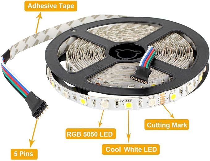 SUPERNIGHT 5050 RGBW LED Strip Lights-16.4ft 300 LEDs, Color Changing LED Lights for Valentine, Wedding Sparklers, Christmas Lights, Indoor Decoration
