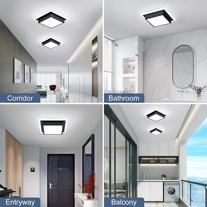 32W Hallway Ceiling Light, Kitchen Ceiling Light, 6000K Cold White Flush Mount Ceiling Lamp, Square Modern LED Lighting Fixtures for Living Room Bedroom Bathroom Kitchen