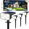 Solar Spot Lights Outdoor Waterproof IP65,4 Pack,Cool Light,2 Lighting Modes Selectable, Solar Powered Yard Garden Solar Spot Lights for Outside Landscape Auto On/Off