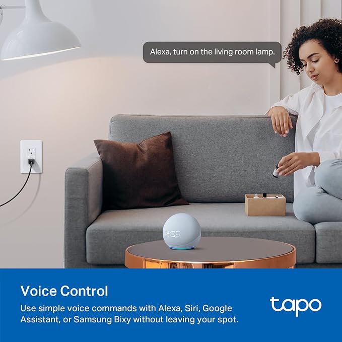 Tapo Smart Plug, Wi-Fi in-Wall Outlet, Matter Compatible, Energy Monitoring, 15A/1800W Max, Works with Alexa, Apple Home, Google Home, SmartThings, Voice/Remote Control, ETL Certified - Tapo P210M