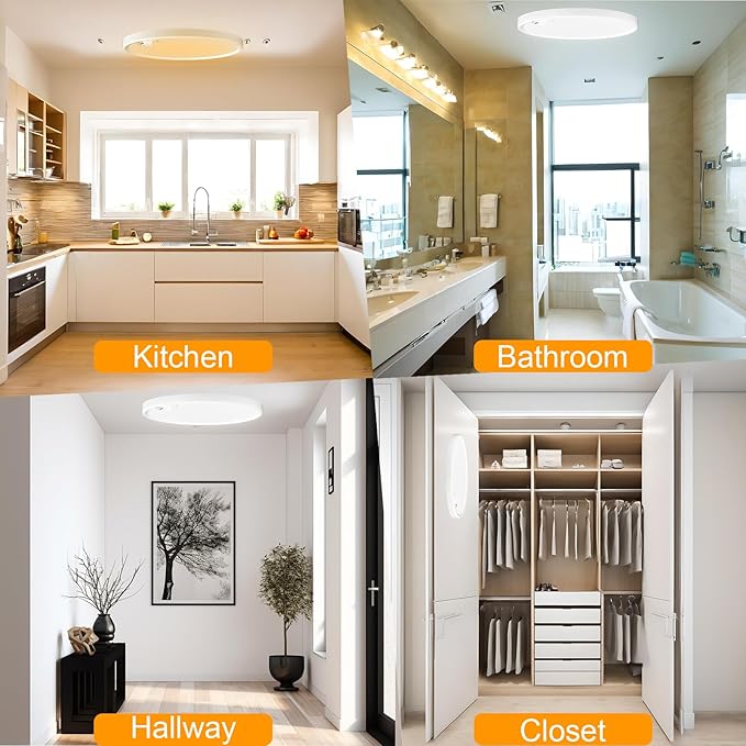 Eleganted Motion Sensor Ceiling Light Wired, 8.7 Inch LED Flush Mount Ceiling Light Fixture,3000k/4000k/6500k Selectable 18W Ceiling Lights for Pantry Hallway Stairwell Porch