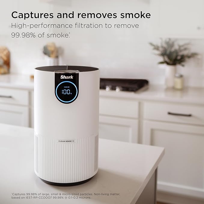 Shark Air Purifiers for Bedroom, Office, Dorm, Small Room, HEPA Air Filter, Odor Eliminator, Covers Up To 500 SQ FT, Air Filtration Removes Smoke, Dust, Allergens, Pet Dander, and Pollutants, HP102