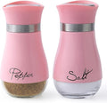 Lonffery Salt and Pepper Shakers Set - Salt Containers for Gifts, Kitchen Decor, Home, RV, Camp, BBQ, 4 oz Farmhouse Spice Dispenser with Glass Bottom, Pink, Set of 2