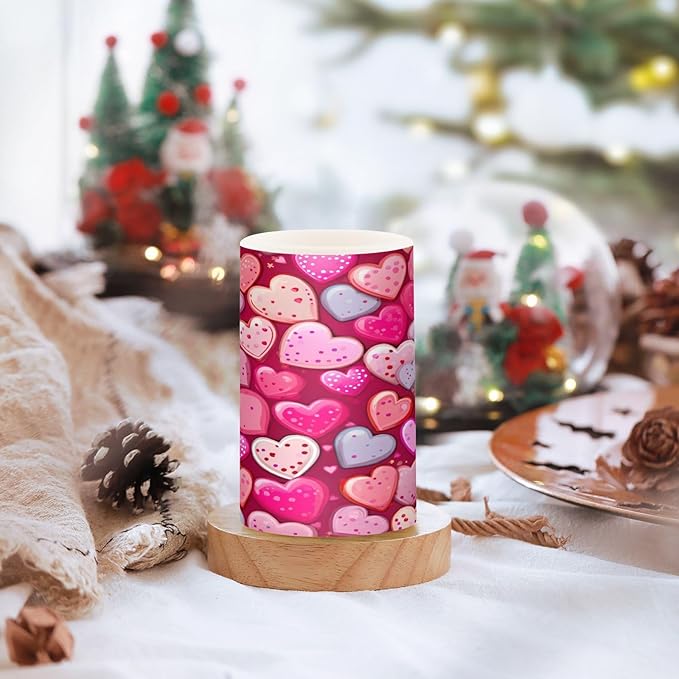 Doodle Pink and Purple Heart Flameless Candles Color Changing LED Candles with Remote Control Battery Candles for Outdoor and Indoor Home and Room Decoration, 3'' x 4''/5'' Set of 2 Pieces