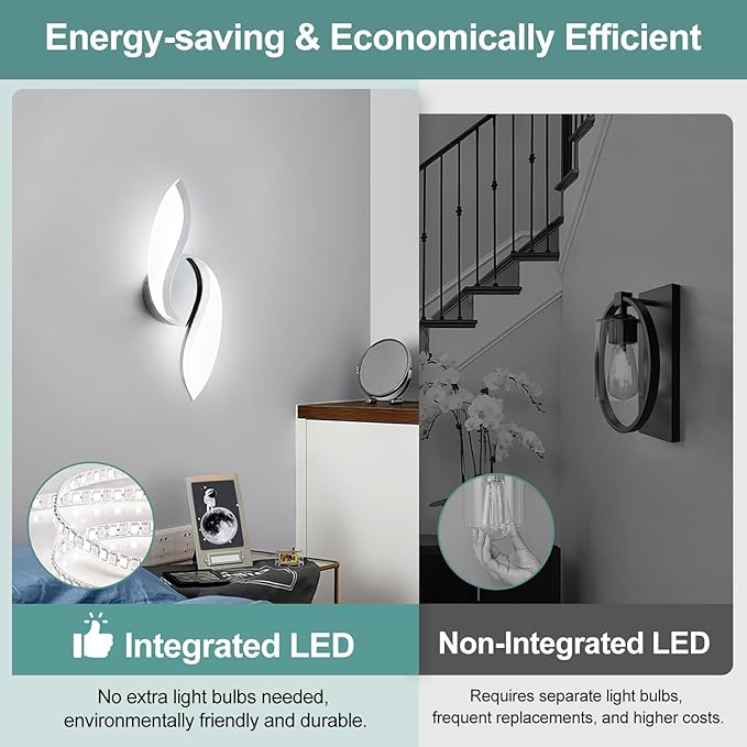 ADISUN Modern LED Wall Light, 14 Inch Indoor Wall Sconces, Acrylic, Hardwired, 6000K Cold White Light, Wall Lamp for Bedroom Bedside Hallway Stairway Wall Light Fixtures(Chrome)