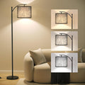 SUNMORY Arc Floor Lamp, Modern Floor Lamp with 9W 3 Color Temperatures Bulb, Metal Standing Lamps with Adjustable Hanging Lampshade, Tall Floor Lamps for Living Room, Bedroom, Office