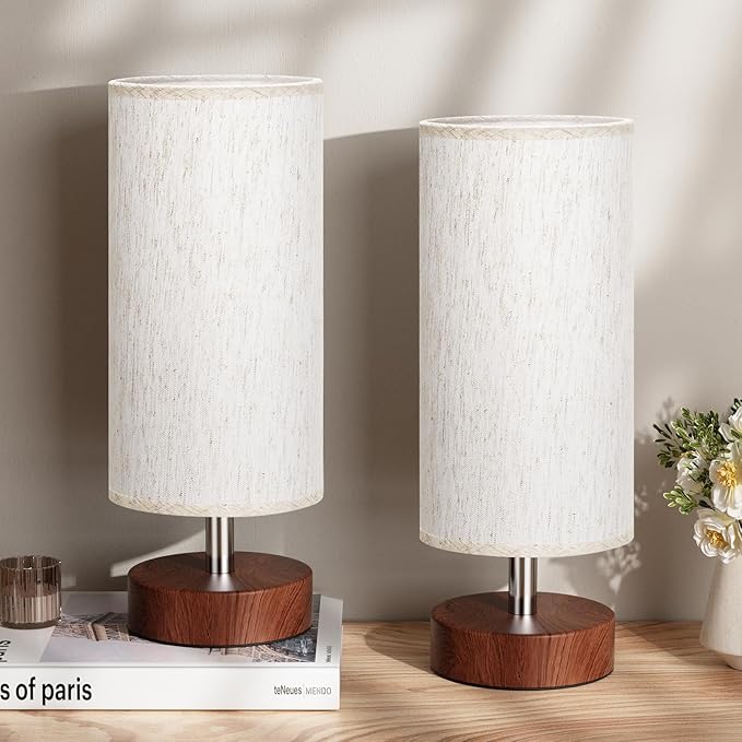 Small Table Lamp for Bedroom Set of 2 - Bedside Lamps for Night Stands, Minimalist Nightstand Light Lamp, Desk Lamps for Reading Room, Kids Room, Living Room, Office, Dorm