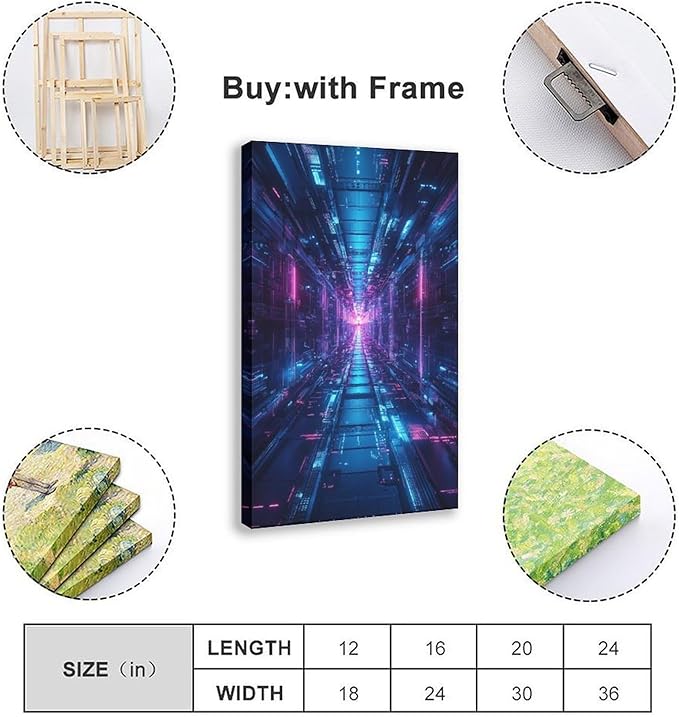 High-Tech Digital Abstract Wall Art – Glowing Geometric Canvas Print – Minimalist Futuristic Aesthetic Home Decor Canvas Poster Bedroom Decor Sports Landscape Office Room Decor Gift 08x12inch(20x30cm)