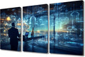 Modern Wall Art Multi Panel Artificial Intelligence and Data Analytics Concepts Picture Posters Modern Artwork for Home Wall Decoration, Framed Gallery-Wrapped Ready to Hang, 36" Wx24 H