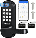 B04 Fingerprint Electronic Door Lock with Keypad and Handle – Keyless Entry Smart Door Lock, Remote APP Control, Code Unlock, Matte Black, Smart Locks for Front Door, Home, Office Use