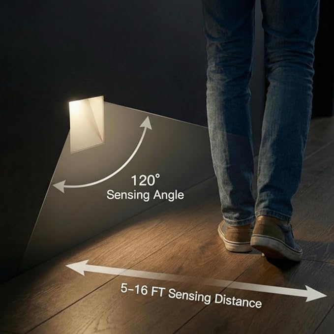 Aaban Stair Lights - Crafted with Corrosion-Resistant Aluminum Body, 3 LED Modes - Motion Sensor Light Blends Refined Safety & Illumination for Hallways - UL & CE Certified LED Lights for Stairs
