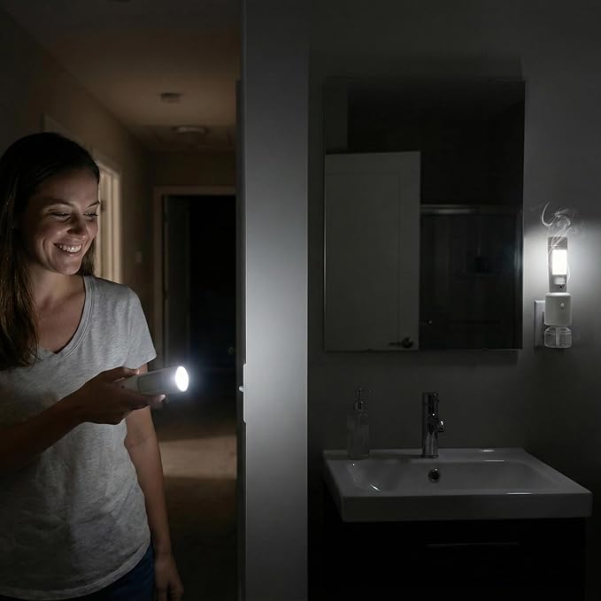 Aromatherapy Emergency Lights, Rechargeable LED Flashlight with Motion Sensor Night Light &Power Failure Light, Plug in Air Freshener Warmer for Bedroom Bathroom Hallway, 2Pack
