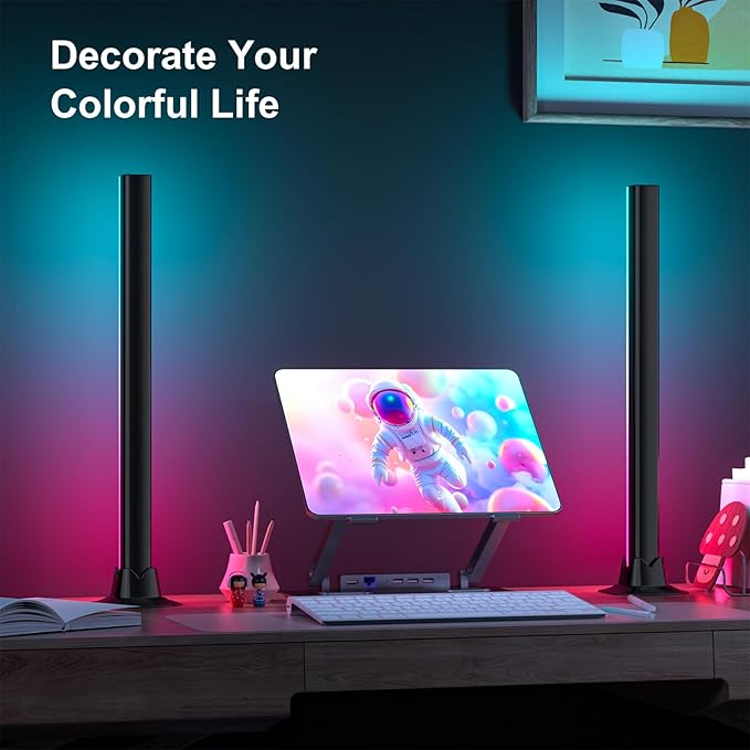 MIHEAL RGB Light Bar, Music Sync RGB LED Lights Bar, USB Powered Mood Lighting, Remote Control Color Changing Gaming TV Backlight, 8 Dynamic Modes for PC Room Monitor Desk …