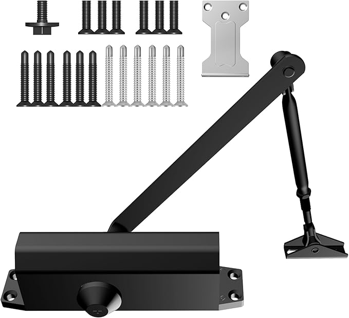Jayseon Automatic Door Closers Commercial Door Closer for Home, Hydraulic Auto Closers Silent for Residential or Light Commercial, Aluminum Black