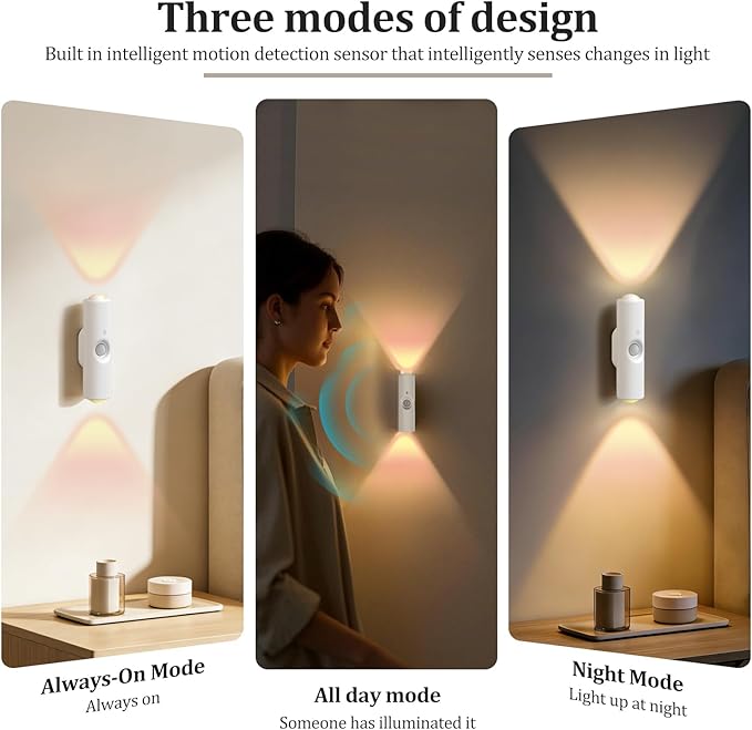 4 Pcs Smart Motion Sensor Wall Lamp, Rechargeable RGB LED Smart Motion Light, Magnetic Mount Step Lights for Bedroom, Hallway, Courtyard, Holiday Decor, Bathroom - Multi Color Changing (7 Colors)