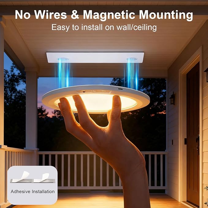 Wireless Motion Sensor Ceiling Light, 7.5" Ultra-Thin 8000mAh Rechargeable, 450 Lumen, 5 Color Temps, Dimmable with Timer & Remote, Magnetic Stick-On Mount for Closet, Hallway, Pantry, 1-Pack