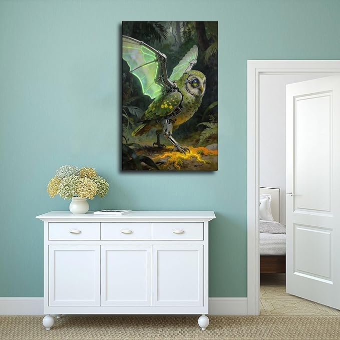 Framed Cyber Fantasy Wall Art for Living Room And Home Office Modern Sci Fi Nature Inspired Decor 12x18inch(30x45cm)