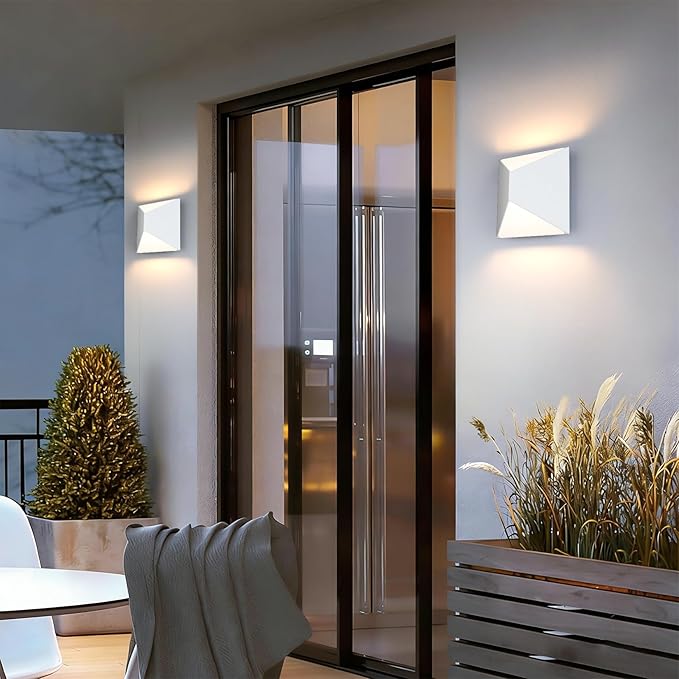Tipace Modern LED Wall Sconce Hardwired Indoor White Wall Lights 2 Packs Up and Down Wall Mount Light for Living Room Bedroom Hallway Corridor Conservatory Warm White 3000K(with G9 Bulbs)