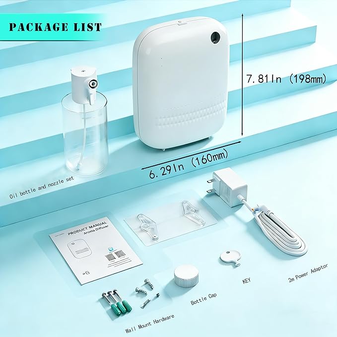 2026 Upgraded 2000 Sq.Ft Coverage HVAC Waterless Essential Oil Diffuser with Bluetooth Control, 400ML Smart Scent Air Machine for Home, Hotel, Whole House, Cold Air Tech (No Oils) White